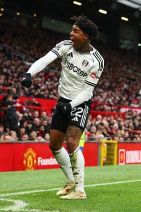 Kevin of Fulham celebrates scoring to make it 2-2 Manchester United, ManU v Fulham, Premier League, Football, Old Trafford, Manchester, UK - 01 Feb 2026Manchester Old Trafford United Kingdom EDITORIAL USE ONLY No use with unauthorised audio, video, data, fixture lists, club league logos or live services. Online in-match use limited to 120 images, no video emulation. No use in betting, games or single club league player publications. Copyright: xPaulxCurrie Shutterstockx 16496861hg