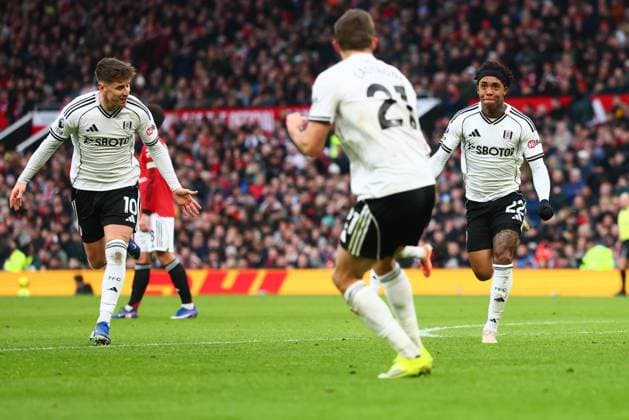 Kevin of Fulham celebrates scoring to make it 2-2 Manchester United, ManU v Fulham, Premier League, Football, Old Trafford, Manchester, UK - 01 Feb 2026Manchester Old Trafford United Kingdom EDITORIAL USE ONLY No use with unauthorised audio, video, data, fixture lists, club league logos or live services. Online in-match use limited to 120 images, no video emulation. No use in betting, games or single club league player publications. Copyright: xPaulxCurrie Shutterstockx 16496861gx