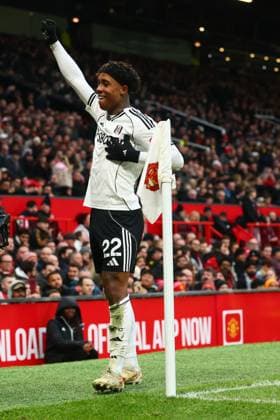 Kevin of Fulham celebrates scoring to make it 2-2 Manchester United, ManU v Fulham, Premier League, Football, Old Trafford, Manchester, UK - 01 Feb 2026Manchester Old Trafford United Kingdom EDITORIAL USE ONLY No use with unauthorised audio, video, data, fixture lists, club league logos or live services. Online in-match use limited to 120 images, no video emulation. No use in betting, games or single club league player publications. Copyright: xPaulxCurrie Shutterstockx 16496861hj