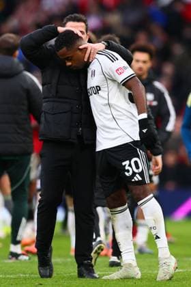 Fulham Head Coach Marco Silva and Ryan Sessegnon at the end of the match Manchester United, ManU v Fulham, Premier League, Football, Old Trafford, Manchester, UK - 01 Feb 2026Manchester Old Trafford United Kingdom EDITORIAL USE ONLY No use with unauthorised audio, video, data, fixture lists, club league logos or live services. Online in-match use limited to 120 images, no video emulation. No use in betting, games or single club league player publications. Copyright: xPaulxCurrie Shutterstockx 16496861il