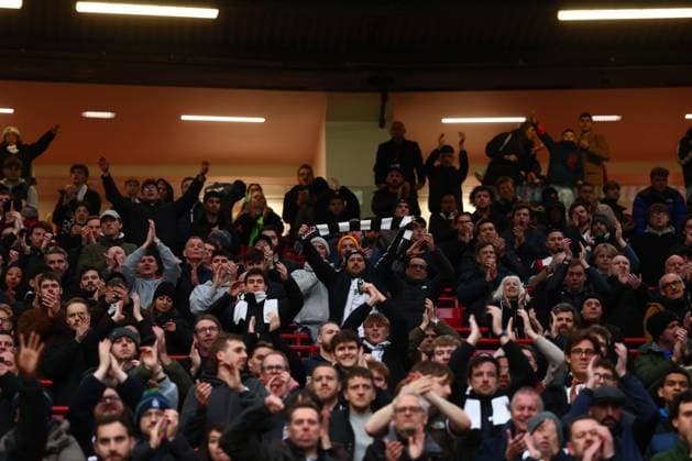 Fulham fans at the end of the match Manchester United, ManU v Fulham, Premier League, Football, Old Trafford, Manchester, UK - 01 Feb 2026Manchester Old Trafford United Kingdom EDITORIAL USE ONLY No use with unauthorised audio, video, data, fixture lists, club league logos or live services. Online in-match use limited to 120 images, no video emulation. No use in betting, games or single club league player publications. Copyright: xPaulxCurrie Shutterstockx 16496861iu