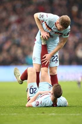 Nathan Collins of Brentford and Kristoffer Ajer of Brentford waste time. Aston Villa v Brentford, Premier League, Football, Villa Park, Birmingham, UK - 01 Feb 2026Birmingham Villa Park United Kingdom EDITORIAL USE ONLY No use with unauthorised audio, video, data, fixture lists, club league logos or live services. Online in-match use limited to 120 images, no video emulation. No use in betting, games or single club league player publications. Copyright: xRyanxBrowne Shutterstockx 16496858cv