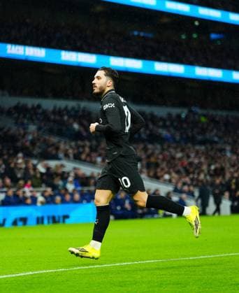 Rayan Cherki of Manchester City celebrates scoring the opening goal Tottenham Hotspur v Manchester City, Premier League, Football, Tottenham Hotspur Stadium, London, UK - 01 Feb 2026London Tottenham Hotspur Stadium United Kingdom EDITORIAL USE ONLY No use with unauthorised audio, video, data, fixture lists, club league logos or live services. Online in-match use limited to 120 images, no video emulation. No use in betting, games or single club league player publications. Copyright: xJavierxGarcia Shutterstockx 16496864g