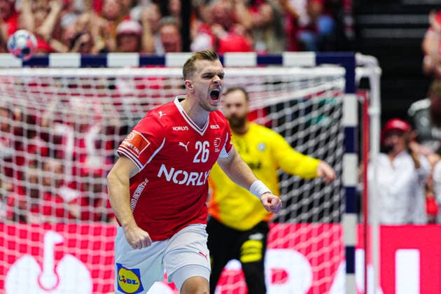 Torjubel Johan Hansen (Daenemark, 26) DEN, Daenemark vs. Deutschland, Handball, EHF Europameisterschaft 2026, Finale, 01.02.2026 DEN, Daenemark vs. Deutschland, Handball, EHF Europameisterschaft 2026, Finale, 01.02.2026 Herning Copyright: xEibner-Pressefoto MarcelxvonxFehrnx EP_MFN