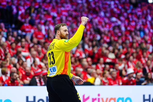 Jubel nach Parade Andreas Wolff (Deutschland, 33) DEN, Daenemark vs. Deutschland, Handball, EHF Europameisterschaft 2026, Finale, 01.02.2026 DEN, Daenemark vs. Deutschland, Handball, EHF Europameisterschaft 2026, Finale, 01.02.2026 Herning Copyright: xEibner-Pressefoto MarcelxvonxFehrnx EP_MFN