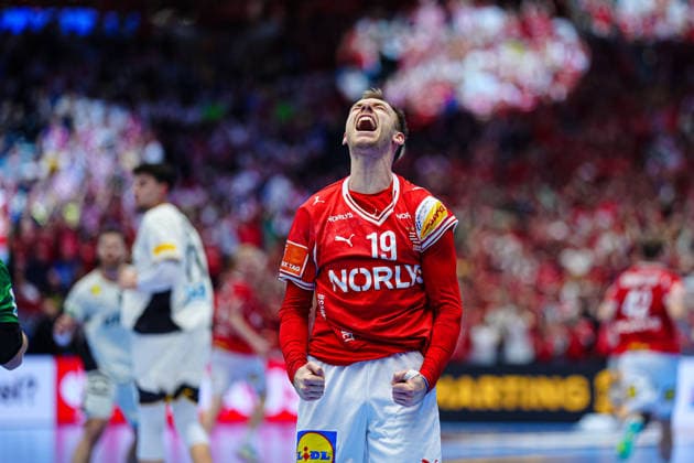 Torjubel Mathias Gidsel (Daenemark, 19) DEN, Daenemark vs. Deutschland, Handball, EHF Europameisterschaft 2026, Finale, 01.02.2026 DEN, Daenemark vs. Deutschland, Handball, EHF Europameisterschaft 2026, Finale, 01.02.2026 Herning Copyright: xEibner-Pressefoto MarcelxvonxFehrnx EP_MFN