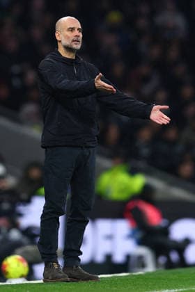 London, England, 1st February 2026. Pep Guardiola, Manager of Manchester City gestures during the Tottenham Hotspur vs Manchester City Premier League match at the Tottenham Hotspur Stadium, London. Picture credit should read: Paul Terry Sportimage EDITORIAL USE ONLY. No use with unauthorised audio, video, data, fixture lists, club league logos or live services. Online in-match use limited to 120 images, no video emulation. No use in betting, games or single club league player publications. SPI_066_PT_Tottenham_Man_City SPI-4504-0066