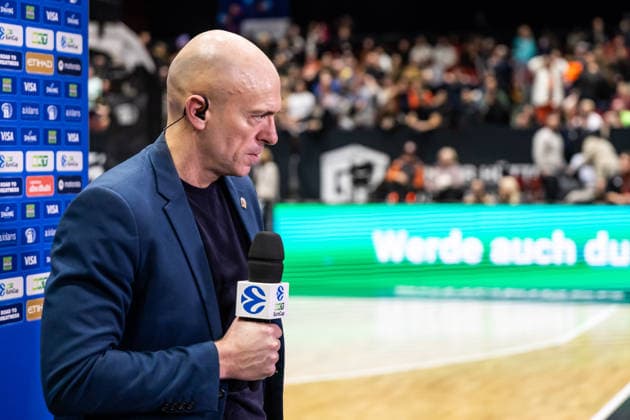 GER, BKT EuroCup, Saison 2025 2026, Niners Chemnitz - Dolomiti Energia Trento. 04.02.2026, Messe, Chemnitz, GER, BKT EuroCup, Saison 2025 2026, Niners Chemnitz - Dolomiti Energia Trento. Rodrigo Pastore (Head Coach), Niners Chemnitz beim Interview Foto Alexander Trienitz Chemnitz Messe Sachsen Deutschland