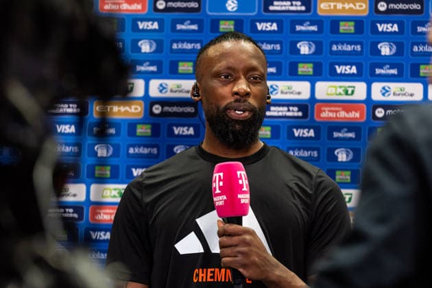 GER, BKT EuroCup, Saison 2025 2026, Niners Chemnitz - Dolomiti Energia Trento. 04.02.2026, Messe, Chemnitz, GER, BKT EuroCup, Saison 2025 2026, Niners Chemnitz - Dolomiti Energia Trento. John Edward Newman III (Niners Chemnitz, 9) beim Interview Foto Alexander Trienitz Chemnitz Messe Sachsen Deutschland