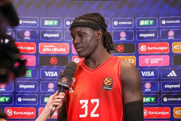 Wenyen Gabriel (FC Bayern Basketball, 32) beim Interview nach dem Spiel, GER, FC Bayern Basketball vs. AS Monaco, Basketball, Euroleague, 27. Spieltag, Saison 2025 2026, 05.02.2026, GER, FC Bayern Basketball vs. AS Monaco, Basketball, Euroleague, 27. Spieltag, Saison 2025 2026, 05.02.2026 Muenchen Copyright: xEibner-Pressefoto JennixMaulx EP_JML