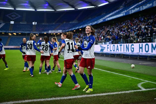 Fußball I Frauen I Saison 2025-2026 I Bundesliga I 17. Spieltag I Hamburger SV - RB Leipzig I 08.02.2026 Jubel, Begeisterung, Enthusiasmus, Euphorie, Freude, Glücksgefühl, Heiterkeit bei: Lotta Wrede (32, Hamburger SV) Hamburg Volkspark, Volksparkstadion, Stadion, Volkspark-Stadion Hamburg Deutschland Copyright: xLobeca FelixxSchlikisx