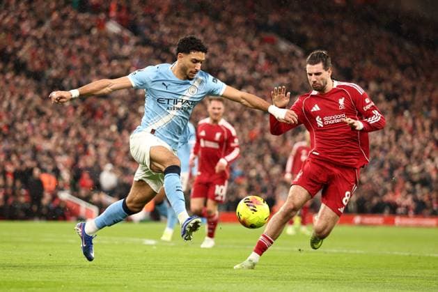 Omar Marmoush of Manchester City and Dominik Szoboszlai of Liverpool Liverpool v Manchester City, Premier League, Football, Anfield, Liverpool, UK - 08 Feb 2026Liverpool Anfield United Kingdom EDITORIAL USE ONLY No use with unauthorised audio, video, data, fixture lists, club league logos or live services. Online in-match use limited to 120 images, no video emulation. No use in betting, games or single club league player publications. Copyright: xRyanxBrowne Shutterstockx 16524446ah