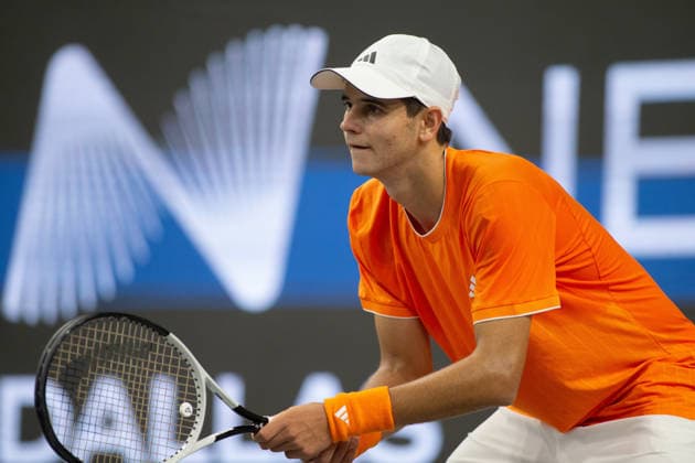 February 8, 2026, Frisco, Texas, USA: RAPHAEL JODAR (ESP) waits for a serve during a menâ€⠢s singles qualifying match at 2026 Nexo Dallas Open at The Ford Center at The Star in Frisco, Texas. Svadja defeated Boyer, 6:3, 5:7, 6:4. Jodar defeated Cassone, 7:6, 7:6. Tennis 2026: Dallas Open: Jodar 7:6,7:6 Cassone - ZUMAh193 20260208_zsp_h193_071 Copyright: xDanielxMcGregor-Huyerx