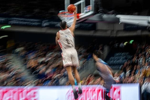 RECORD DATE NOT STATED Oscar da Silva (1; FC Bayern Basketball) mit einem dunk easyCredit BBL: MLP Academics Heidelberg – FC Bayern München Basketball - 08.02.2026 Copyright: xMichaelxGelhardtx