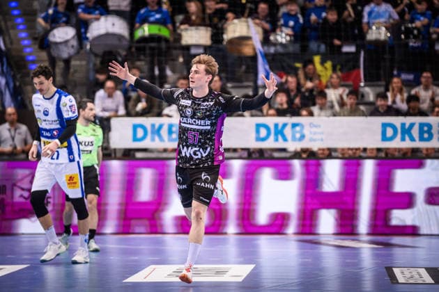Jakob Nigg (TVB Stuttgart, 57) - Torjubel, Jubel, Freude, Freudenschrei GER, TVB Stuttgart - ThSV Eisenach, DAIKIN HBL, Handball, Bundesliga, 20. Spieltag, Spielzeit 2025 2026, 09.02.2026 GER, TVB Stuttgart - ThSV Eisenach, DAIKIN HBL, Handball, Bundesliga, 20. Spieltag, Spielzeit 2025 2026, 09.02.2026 Stuttgart Copyright: xSandyxDinkelackerx EP_SDR