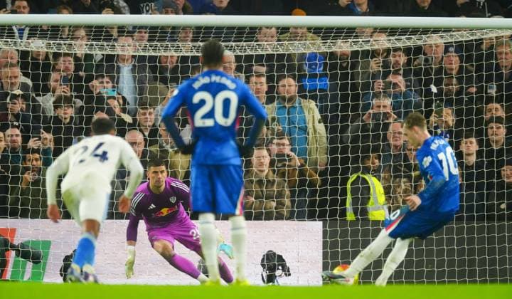 Cole Palmer of Chelsea scores a goal to make it 2-0 from the penalty spot Chelsea v Leeds United, Premier League, Football, Stamford Bridge, London, UK - 10 Feb 2026London Stamford Bridge United Kingdom EDITORIAL USE ONLY No use with unauthorised audio, video, data, fixture lists, club league logos or live services. Online in-match use limited to 120 images, no video emulation. No use in betting, games or single club league player publications. Copyright: xJavierxGarcia Shutterstockx 16537163s