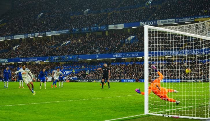 Lukas Nmecha of Leeds United scores a goal to make it 1-2 from the penalty spot Chelsea v Leeds United, Premier League, Football, Stamford Bridge, London, UK - 10 Feb 2026London Stamford Bridge United Kingdom EDITORIAL USE ONLY No use with unauthorised audio, video, data, fixture lists, club league logos or live services. Online in-match use limited to 120 images, no video emulation. No use in betting, games or single club league player publications. Copyright: xJavierxGarcia Shutterstockx 16537163w