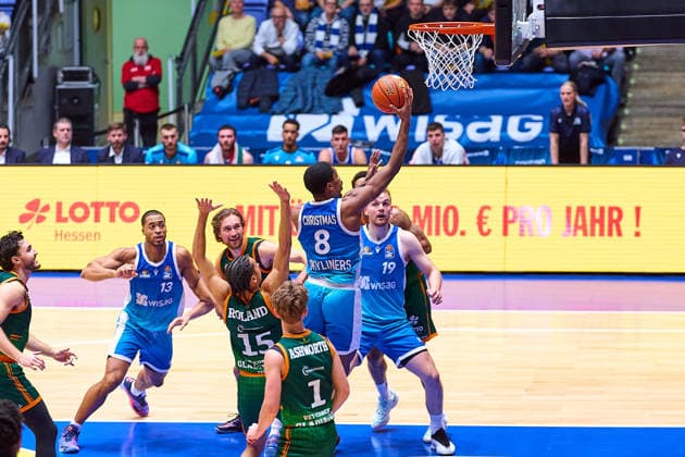 Korbleger William Christmas (Frankfurt Skyliners, 08) GER, Skyliners Frankfurt vs. Gladiators Trier, Basketball, 19. Spieltag, EasyCredit Bundesliga, Spielzeit 2025 2026, 11.02.2026 GER, Skyliners Frankfurt vs. Gladiators Trier, Basketball, 19. Spieltag, EasyCredit Bundesliga, Spielzeit 2025 2026, 11.02.2026 Frankfurt Main Copyright: xEibner-Pressefoto GeraldxOelze-dexStoppanyx EP_ODS