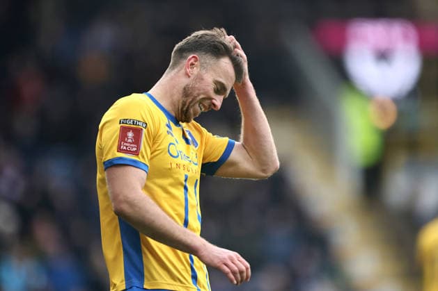 Rhys Oates of Mansfield Town dejected Burnley v Mansfield Town, Emirates FA Cup, Fourth Round, Football, Turf Moor, Burnley, UK - 14 Feb 2026Burnley Turf Moor United Kingdom EDITORIAL USE ONLY No use with unauthorised audio, video, data, fixture lists, club league logos or live services. Online in-match use limited to 120 images, no video emulation. No use in betting, games or single club league player publications. Copyright: xPhilxOldham Shutterstockx 16608267ac