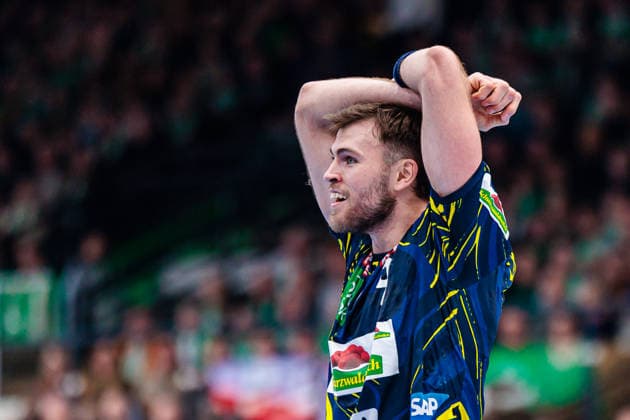 Steven Plucnar Jacobsen (Rhein-Neckar Loewen, 09) aergert sich regt sich auf GER, GWD Minden vs. Rhein-Neckar Loewen, Handball, 1. Bundesliga, 21. Spieltag, Spielzeit 2025 2026, 14.02.2026 GER, GWD Minden vs. Rhein-Neckar Loewen, Handball, 1. Bundesliga, 21. Spieltag, Spielzeit 2025 2026, 14.02.2026 Minden Copyright: xEibner-Pressefoto JanxRollingerx EP_JSK