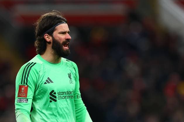 Alisson Becker of Liverpool Liverpool v Brighton and Hove Albion, Emirates FA Cup, Fourth Round, Football, Anfield, Liverpool, UK - 14 Feb 2026Liverpool Anfield United Kingdom EDITORIAL USE ONLY No use with unauthorised audio, video, data, fixture lists, club league logos or live services. Online in-match use limited to 120 images, no video emulation. No use in betting, games or single club league player publications. Copyright: xPaulxCurrie Shutterstockx 16608525u