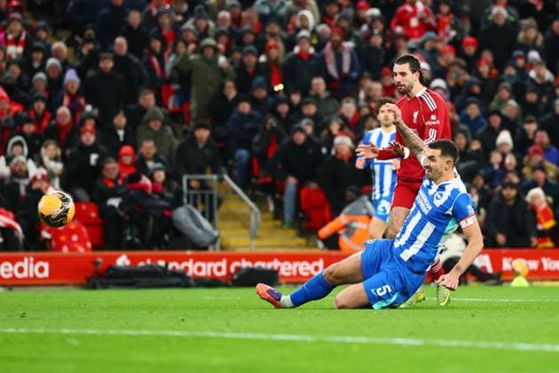 Dominik Szoboszlai of Liverpool scores to make it 2-0 Liverpool v Brighton and Hove Albion, Emirates FA Cup, Fourth Round, Football, Anfield, Liverpool, UK - 14 Feb 2026Liverpool Anfield United Kingdom EDITORIAL USE ONLY No use with unauthorised audio, video, data, fixture lists, club league logos or live services. Online in-match use limited to 120 images, no video emulation. No use in betting, games or single club league player publications. Copyright: xPaulxCurrie Shutterstockx 16608525am