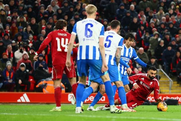 Mohamed Salah of Liverpool is fouled for a penalty Liverpool v Brighton and Hove Albion, Emirates FA Cup, Fourth Round, Football, Anfield, Liverpool, UK - 14 Feb 2026Liverpool Anfield United Kingdom EDITORIAL USE ONLY No use with unauthorised audio, video, data, fixture lists, club league logos or live services. Online in-match use limited to 120 images, no video emulation. No use in betting, games or single club league player publications. Copyright: xPaulxCurrie Shutterstockx 16608525bd