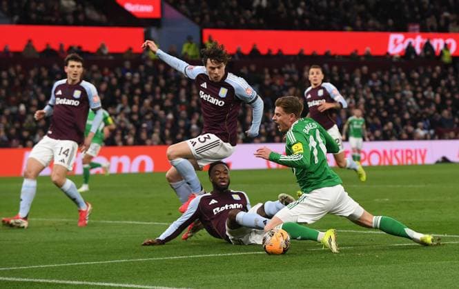 Harvey Barnes of Newcastle United goes down in the box but no penalty awarded Aston Villa v Newcastle United, Emirates FA Cup, Fourth Round, Football, Villa Park, Birmingham, UK - 14 Feb 2026Birmingham Villa Park United Kingdom EDITORIAL USE ONLY No use with unauthorised audio, video, data, fixture lists, club league logos or live services. Online in-match use limited to 120 images, no video emulation. No use in betting, games or single club league player publications. Copyright: xAlanxWalter Shutterstockx 16608496cl