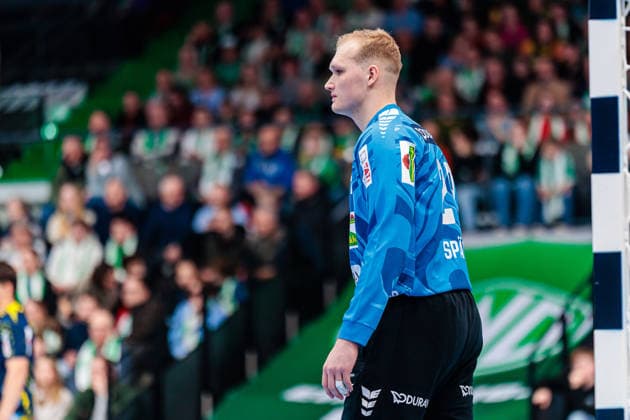 Handball, HBL, GWD Minden - Rhein-Neckar Löwen #2 David Spaeth (Rhein-Neckar Loewen, 29) GER, GWD Minden vs. Rhein-Neckar Loewen, Handball, 1. Bundesliga, 21. Spieltag, Spielzeit 2025 2026, 14.02.2026 GER, GWD Minden vs. Rhein-Neckar Loewen, Handball, 1. Bundesliga, 21. Spieltag, Spielzeit 2025 2026, 14.02.2026 Minden Copyright: xEibner-Pressefoto JanxRollingerx EP_JSK