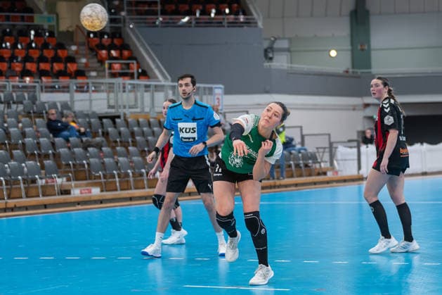 Chantal Reimbold (SG 09 Kirchhof, 11) beim Siebenmeter. TSV Bayer 04 Leverkusen vs. SG 09 Kirchhof, Handball, ALSCO Handballbundesliga Frauen, 18. Spieltag, Saison 2025 2026, 15.02.2026 TSV Bayer 04 Leverkusen vs. SG 09 Kirchhof, Handball, ALSCO Handballbundesliga Frauen, 18. Spieltag, Saison 2025 2026, 15.02.2026 Leverkusen Copyright: xEibner-Pressefoto ThomasxHaeslerx EP_THR