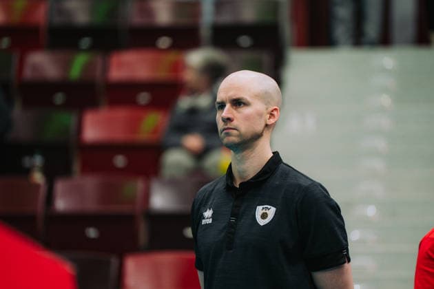 Hasse Mattila (Barock Volleys MTV Ludwigsburg, Trainer) vor dem Spiel, Barock Volleys MTV Ludwigsburg vs. Berlin Recycling Volleys, Volleyball, 1. Bundesliga, 22. Spieltag, Saison 2025 2026, 15.02.2026, Barock Volleys MTV Ludwigsburg vs. Berlin Recycling Volleys, Volleyball, 1. Bundesliga, 22. Spieltag, Saison 2025 2026, 15.02.2026, Ludwigsburg Copyright: xEibner-Pressefoto LarsxNeumannx EP_LNN