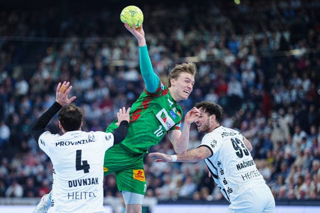 Wurf Tor Gisli Kristjansson (SC Magdeburg, 10) GER, THW Kiel vs. SC Magdeburg, Handball, 1. Bundesliga, Spieltag 21, Saison 2025 2026, 15.02.2026 GER, THW Kiel vs. SC Magdeburg, Handball, 1. Bundesliga, Spieltag 21, Saison 2025 2026, 15.02.2026 Kiel Copyright: xEibner-Pressefoto MarcelxvonxFehrnx EP_MFN