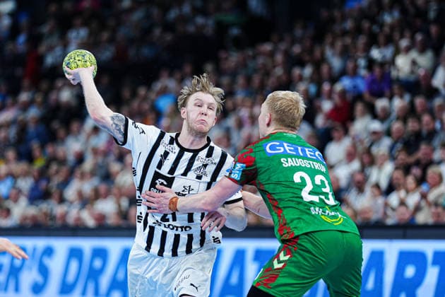 Eric Johansson (THW Kiel, 21), Magnus Saugstrup (SC Magdeburg, 23) GER, THW Kiel vs. SC Magdeburg, Handball, 1. Bundesliga, Spieltag 21, Saison 2025 2026, 15.02.2026 GER, THW Kiel vs. SC Magdeburg, Handball, 1. Bundesliga, Spieltag 21, Saison 2025 2026, 15.02.2026 Kiel Copyright: xEibner-Pressefoto MarcelxvonxFehrnx EP_MFN