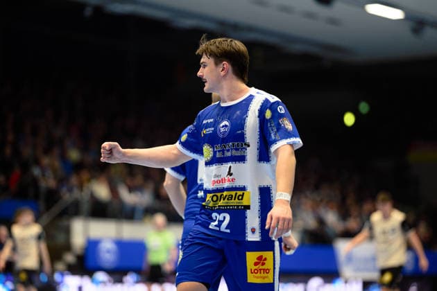 Felix Aellen (ThSV Eisenach, 22) GER, ThSV Eisenach gegen Bergischer HC, 1. Daikin Handballbundesliga, Handball, 21.Spieltag, Saison 2025 2026, 16.02.2026 GER, ThSV Eisenach gegen Bergischer HC, 1. Daikin Handballbundesliga, Handball, 21.Spieltag, Saison 2025 2026, 16.02.2026 Eisenach Copyright: xEibner-Pressefoto MartinxHerbstx EP_MHT