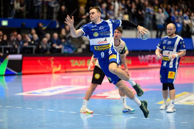 Max Beneke (ThSV Eisenach, 09). It den Entscheidenden Treffer. GER, ThSV Eisenach gegen Bergischer HC, 1. Daikin Handballbundesliga, Handball, 21.Spieltag, Saison 2025 2026, 16.02.2026 GER, ThSV Eisenach gegen Bergischer HC, 1. Daikin Handballbundesliga, Handball, 21.Spieltag, Saison 2025 2026, 16.02.2026 Eisenach Copyright: xEibner-Pressefoto MartinxHerbstx EP_MHT