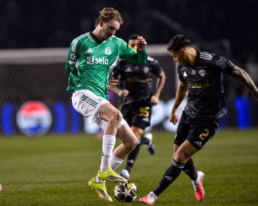 Nick Woltemade of Newcastle United Football Club controls the ball and protects it from Matheus Silva of Qarabag FK Qarabag v Newcastle United, UEFA Champions League, Knockout Round Play-Offs, First Leg, Football, Tofig Bahramov Republican Stadium, Baku, Azerbaijan - 18 Feb 2026Baku Tofig Bahramov Republican Stadiu Azerbaijan EDITORIAL USE ONLY No use with unauthorised audio, video, data, fixture lists, club league logos or live services. Online in-match use limited to 120 images, no video emulation. No use in betting, games or single club league player publications. Copyright: xElmirxKarimov Shutterstockx 16660416aa