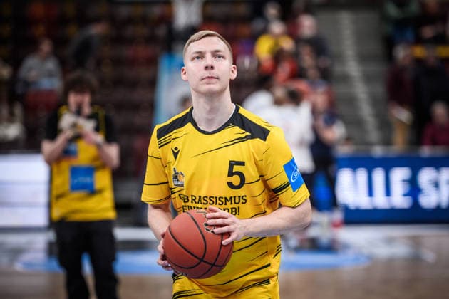 Toms Skuja (MHP RIESEN Ludwigsburg, 05) GER, MHP Riesen Ludwigsburg vs. Syntainics MBC, Basketball Bundesliga, easycredit BBL, 21. Spieltag, Spielzeit 2025 2026, 19.02.2026 GER, MHP Riesen Ludwigsburg vs. Syntainics MBC, Basketball Bundesliga, easycredit BBL, 21. Spieltag, Spielzeit 2025 2026, 19.02.2026 Ludwigsburg Copyright: xSandyxDinkelackerx EP_SDR