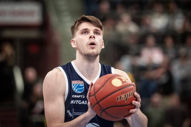 Perttu Blomgren (Syntainics MBC, 20) GER, MHP Riesen Ludwigsburg vs. Syntainics MBC, Basketball Bundesliga, easycredit BBL, 21. Spieltag, Spielzeit 2025 2026, 19.02.2026 GER, MHP Riesen Ludwigsburg vs. Syntainics MBC, Basketball Bundesliga, easycredit BBL, 21. Spieltag, Spielzeit 2025 2026, 19.02.2026 Ludwigsburg Copyright: xSandyxDinkelackerx EP_SDR
