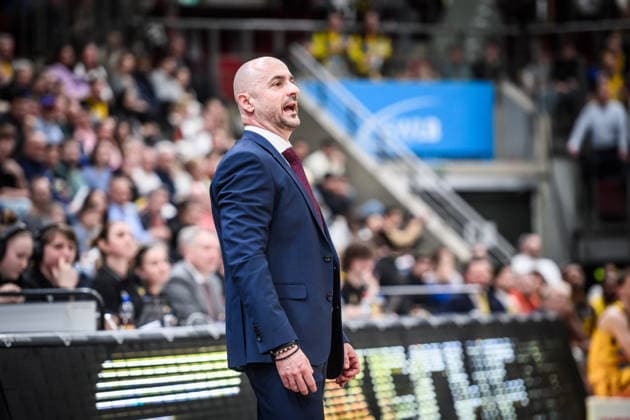 Milenko Bogicevic (Syntainics MBC, Head-Coach) GER, MHP Riesen Ludwigsburg vs. Syntainics MBC, Basketball Bundesliga, easycredit BBL, 21. Spieltag, Spielzeit 2025 2026, 19.02.2026 GER, MHP Riesen Ludwigsburg vs. Syntainics MBC, Basketball Bundesliga, easycredit BBL, 21. Spieltag, Spielzeit 2025 2026, 19.02.2026 Ludwigsburg Copyright: xSandyxDinkelackerx EP_SDR