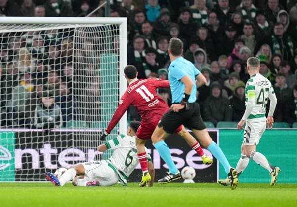 Bilal El Khannouss of Stuttgart scores to give Stuttgart a 0-1 lead. Celtic v Stuttgart, UEFA Europa League, Knockout Round Play Offs, First Leg, Football, Celtic Park, Glasgow, Scotland, UK - 19 Feb 2026Glasgow Celtic Park Scotland United Kingdom EDITORIAL USE ONLY No use with unauthorised audio, video, data, fixture lists, club league logos or live services. Online in-match use limited to 120 images, no video emulation. No use in betting, games or single club league player publications. Copyright: xStuartxWallace Shutterstockx 16674319w