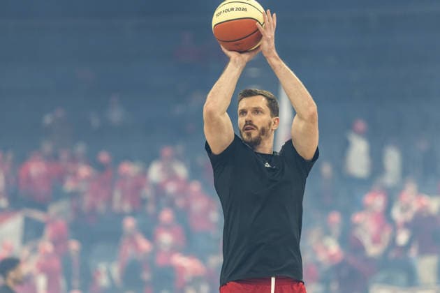 GER, BMW Top Four, Basketball BBL Pokal, Halbfinale, FC Bayern München Basketball - BMA365 Bamberg Baskets. 21.02.2026, SAP Garden, München, GER, BMW Top Four, Basketball BBL Pokal, Halbfinale, FC Bayern München Basketball - BMA365 Bamberg Baskets. Andreas Obst (FC Bayern München Basketball 13) Foto Alexander Trienitz München SAP Garden Bayern Deutschland
