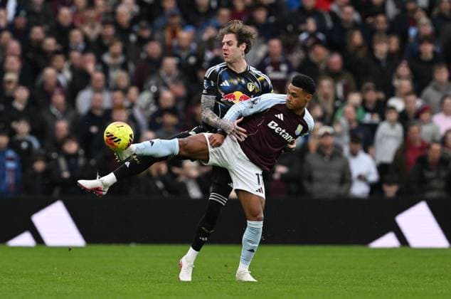 Joe Rodon of Leeds United and Ollie Watkins of Aston Villa Aston Villa v Leeds United, Premier League, Football, Villa Park, Birmingham, UK - 21 Feb 2026Birmingham Villa Park United Kingdom EDITORIAL USE ONLY No use with unauthorised audio, video, data, fixture lists, club league logos or live services. Online in-match use limited to 120 images, no video emulation. No use in betting, games or single club league player publications. Copyright: xAnnaxGowthorpe Shutterstockx 16681467n