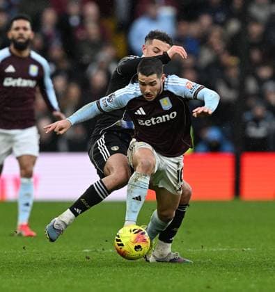 Ethan Ampadu of Leeds United and Emi Buendia of Aston Villa Aston Villa v Leeds United, Premier League, Football, Villa Park, Birmingham, UK - 21 Feb 2026Birmingham Villa Park United Kingdom EDITORIAL USE ONLY No use with unauthorised audio, video, data, fixture lists, club league logos or live services. Online in-match use limited to 120 images, no video emulation. No use in betting, games or single club league player publications. Copyright: xAnnaxGowthorpe Shutterstockx 16681467bf