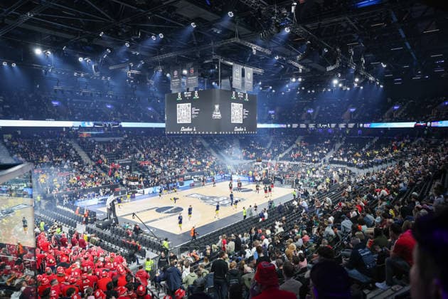 Der SAP Garden vor dem Spiel, GER, BMA365 Bamberg Baskets vs. Alba Berlin, Basketball, BBL Pokal, BMW TOP FOUR, Finale, Saison 2025 2026, 22.02.2026, GER, BMA365 Bamberg Baskets vs. Alba Berlin, Basketball, BBL Pokal, BMW TOP FOUR, Finale, Saison 2025 2026, 22.02.2026 Muenchen Copyright: xEibner-Pressefoto JennixMaulx EP_JML