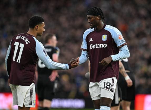 Ollie Watkins and Tammy Abraham of Aston Villa after the game Aston Villa v Leeds United, Premier League, Football, Villa Park, Birmingham, UK - 21 Feb 2026Birmingham Villa Park United Kingdom EDITORIAL USE ONLY No use with unauthorised audio, video, data, fixture lists, club league logos or live services. Online in-match use limited to 120 images, no video emulation. No use in betting, games or single club league player publications. Copyright: xAnnaxGowthorpe Shutterstockx 16681467bw