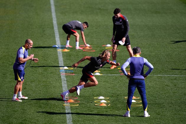 February 23, 2026, Majadahonda, Madrid, Spain: Marcos Llorente during the training day of Atletico de Madrid ahead the UEFA Champions League 2025 26 KO play-offs Second Leg match against Club Brugge KV at Ciudad Deportiva Wanda Atletico de Madrid on February 23, 2026, in Majadahonda, Madrid, Spain. Atletico De Madrid Training Session And press conference, PK, Pressekonferenz - UEFA Champions League 2025 26 KO Play-Offs Second Leg - ZUMAa181 20260223_zaa_a181_039 Copyright: xDennisxAgyemanx