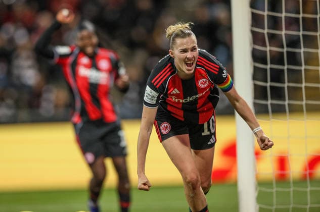GER, Frankfurt, Eintracht Frankfurt vs SC Freiburg, Google Pixel Bundesliga, Fussball, DFB, Spielzeit 2025 2026, Stadion am Brentanobad, 19. Spieltag im Bild: Laura Freigang (Eintracht Frankfurt Frauen 10), 1:0, Tor, Jubel und Freude, Emotionen DFB DFL REGULATIONS PROHIBIT ANY USE OF PHOTOGRAPHS AS IMAGE SEQUENCES AND OR QUASI-VIDEO, 23.02.2026 Copyright: HMBxMedia HendrikxHamelau