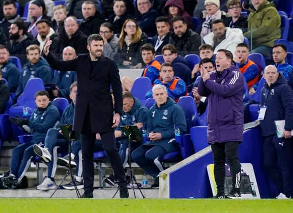 Liverpool, England, 23rd February 2026. Michael Carrick head coach of Manchester United, ManU (l) and assistant Steve Holland (r) during the Everton vs Manchester United Premier League match at Hill Dickinson Stadium, Liverpool. Picture credit should read: Andrew Yates Sportimage EDITORIAL USE ONLY. No use with unauthorised audio, video, data, fixture lists, club league logos or live services. Online in-match use limited to 120 images, no video emulation. No use in betting, games or single club league player publications. SPI_065_AY_Everton_Man_Utd SPI-4547-0066