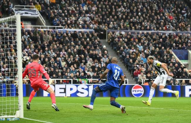 Joelinton of Newcastle United scores their second goal Newcastle United v Qarabag, UEFA Champions League, Knockout Round Play-Offs, Second Leg, Football, St James Park, Newcastle, UK - 24 Feb 2026Newcastle St James Park Azerbaijan EDITORIAL USE ONLY No use with unauthorised audio, video, data, fixture lists, club league logos or live services. Online in-match use limited to 120 images, no video emulation. No use in betting, games or single club league player publications. Copyright: xRichardxLee Shutterstockx 16693044am
