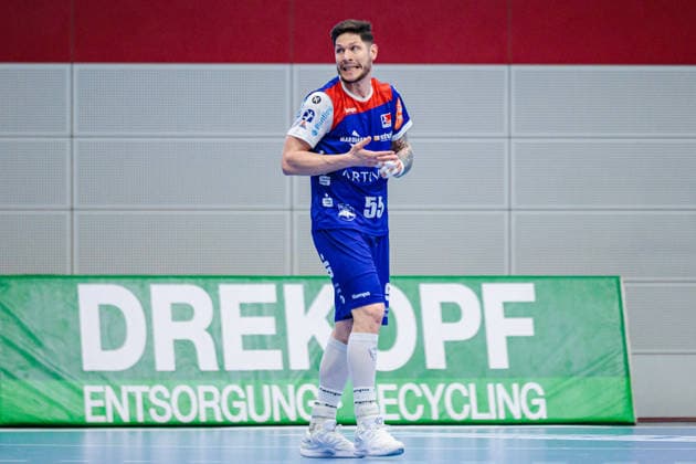 Csaba Leimeter (HBW Balingen-Weilstetten, 55) GER, TuS N-Luebbecke vs. HBW Balingen-Weilstetten, Handball, 2. Bundesliga, 21. Spieltag, Spielzeit 2025 2026, 25.02.2026 GER, TuS N-Luebbecke vs. HBW Balingen-Weilstetten, Handball, 2. Bundesliga, 21. Spieltag, Spielzeit 2025 2026, 25.02.2026 Luebbecke Copyright: xEibner-Pressefoto JanxRollingerx EP_JSK